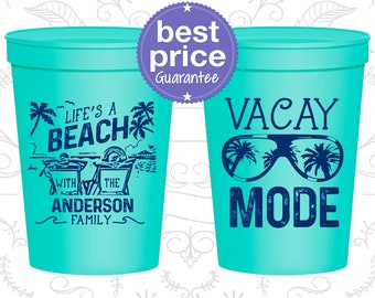 Family Vacation Plastic Cups, Vacation Favors, Family Party Favor, Family Beach Trip, Family Beach Party, Vacay Mode (180008)