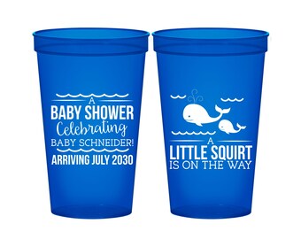 Whale Baby Shower Cups, Custom Baby Shower Cups, Blue Baby Shower Cups, Boy Baby Shower Cups, Baby Shower Ideas | 90044