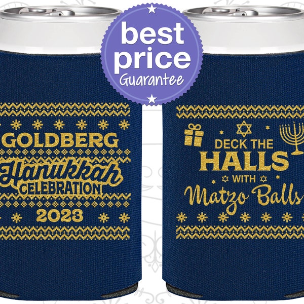 Hanukkah Favors, Hanukkah Can Coolers, Hanukkah Decorations, Hanukkah Gift, Jewish Holiday Party, Deck the Hall with Matzo Balls (270029)