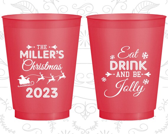 Christmas Frost Flex Cups, Christmas Favors, Holiday Party Cups, Christmas Office Party Favors, Eat Drink and Be Jolly (280010) Il_570xn
