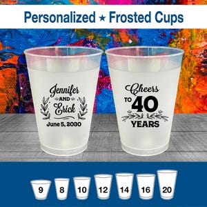Anniversary Frosted Cups, 40th Wedding Anniversary Party Favors, Anniversary Gift, Ruby Anniversary Favors, Cheers to 40 Years | 80005