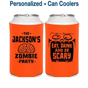 Halloween Party Favors, Halloween Can Coolers, Custom Halloween, Halloween Ideas, Eat Drink and Be Scary, Zombie Party | 250028