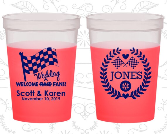 Welcome Wedding Race Fans, Wedding Favor Plastic Mood Cups, Racing Flags, Checkered Flag, Race Car Wedding, Yellow Mood Cups (589) Il_570xn