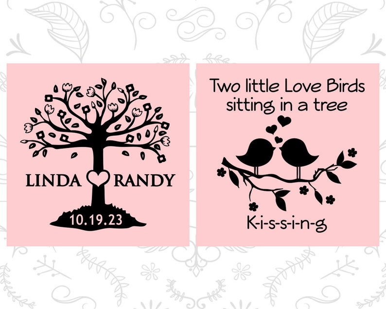 Wedding Favor Shooter Glasses Two little love bird sitting in a tree Kissing Custom Shooter Love Birds Wedding Shooters C249 Love Tree