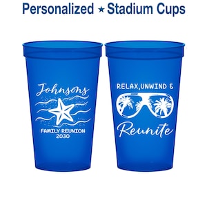 Family Reunion Party Cups, Family Reunion Favors, Family Reunion Gift Ideas, Family Reunion Beach, Relax Unwind Reunite | 160019
