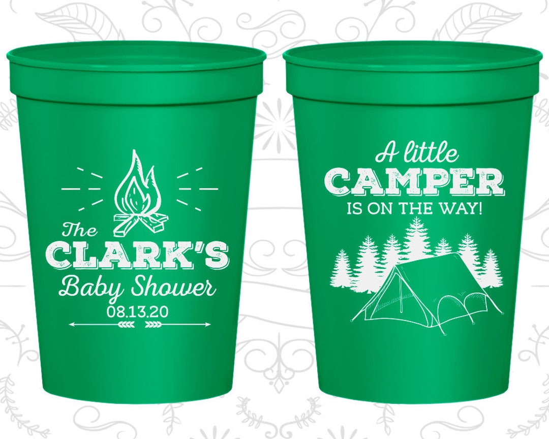 Camping Baby Shower Cups, Personalized Baby Shower Cups, A Little Camper is on the Way, Baby