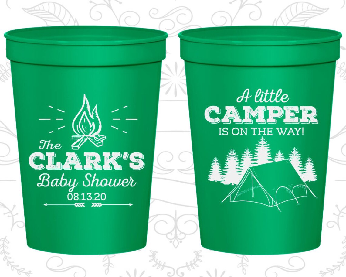 Camping Baby Shower Cups Personalized Baby Shower Cups A Etsy