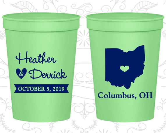 Ohio Wedding Cups, Ohio Wedding, Imprinted Drink Cups, Destination Wedding, State Cups, Plastic Beer Cups (134) Il_570xn
