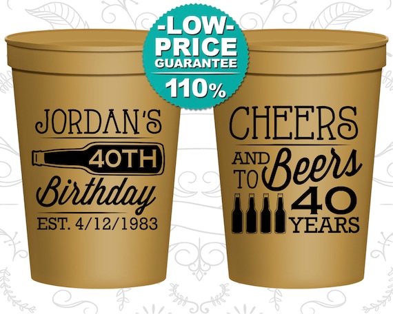 40th Birthday Party Cups, Personalized Birthday Cups, Custom Birthday Cups, Birthday Stadium Cups, Birthday Party Favors (C20002) Il_570xn