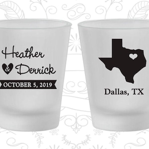 Texas Wedding, Custom Frosted Glass, Destination Wedding, State Wedding, Frosted Shot Glasses | 142