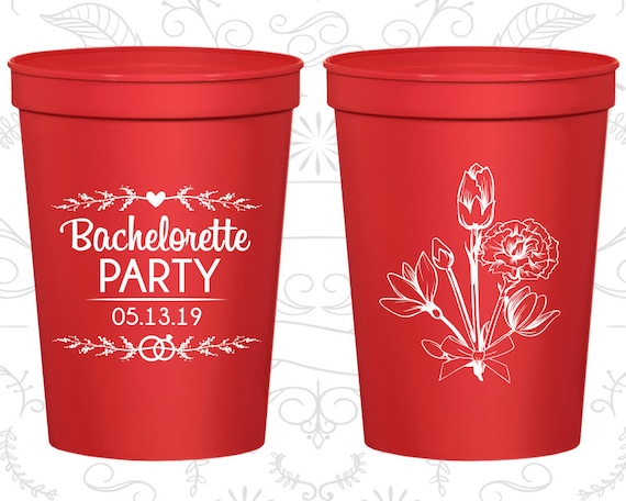 floral bachelorette cups personalized