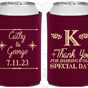 Burgundy Wedding, Burgundy Can Coolers, Burgundy Wedding Favors, Burgundy Wedding Gift, Burgundy Party Decor | 476