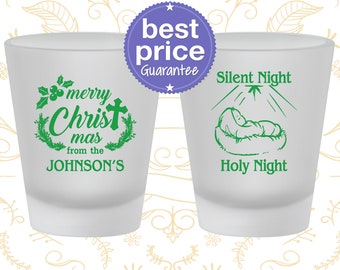 Christmas Shot Glass, Christmas Party Favors, Personalized Christmas, Holiday Shot Glasses, Holiday Party Favors, Merry Christmas (280018)