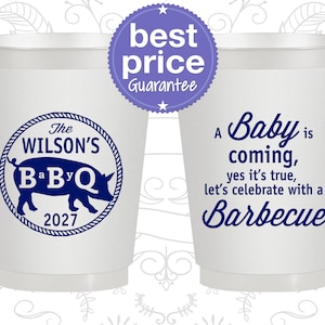 BBQ Baby Shower, Baby Shower Frosted Cups, barbecue Baby Shower, Baby Shower Shatterproof Cups C90110 image 1