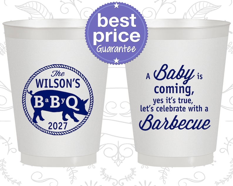 BBQ Baby Shower, Baby Shower Frosted Cups, barbecue Baby Shower, Baby Shower Shatterproof Cups C90110 image 1