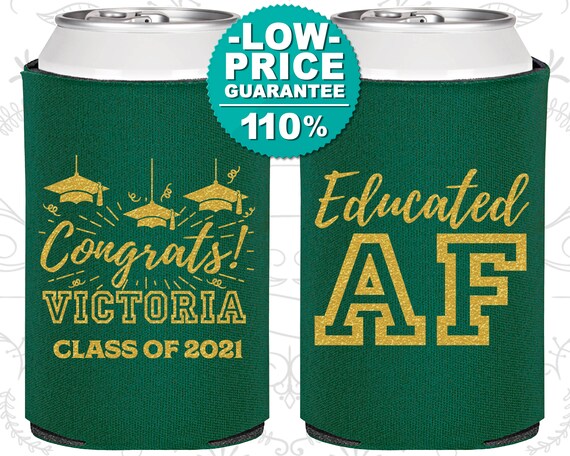 Graduation Favors, Graduation Can Cooler, Graduation Party Ideas, Graduation Party Decorations, Class of 2021 Gift, Educated AF (130017) Il_570xn