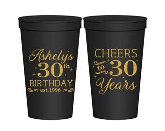 30th Party Favor Cups, Birthday Party Favor Cups, Fun Birthday Cups | 20041