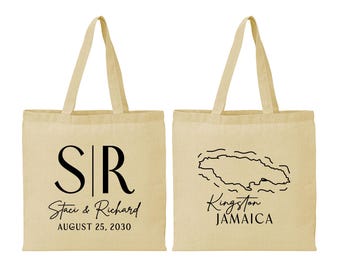 Jamaica Tote Bags, Jamaica Wedding, Custom Cotton Tote Bags, Destination Wedding Bags, Tote Bag Personalized, Kingston Tote Bags | 530