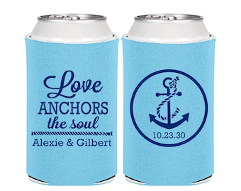Love Anchor the Soul, Custom Favors, Anchor Wedding, Nautical Wedding, Anchor Favors, Wedding Can Coolers | 440