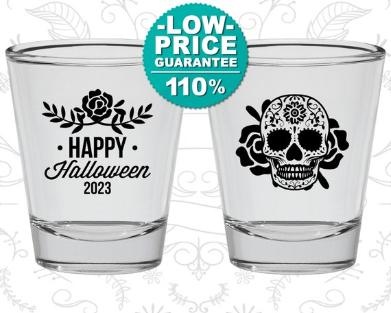Halloween Shot Glass, Halloween Favors, Personalized Halloween, Halloween Party Decor, Sugar Skull, Candy Skull (250020) Il_570xn