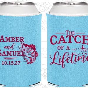 The Catch of a Lifetime, Personalized Gift, Fisherman Gifts, Fisherman Wedding Gift, Fish and Hook, Fishing Wedding Gift, Can Cooler (246)