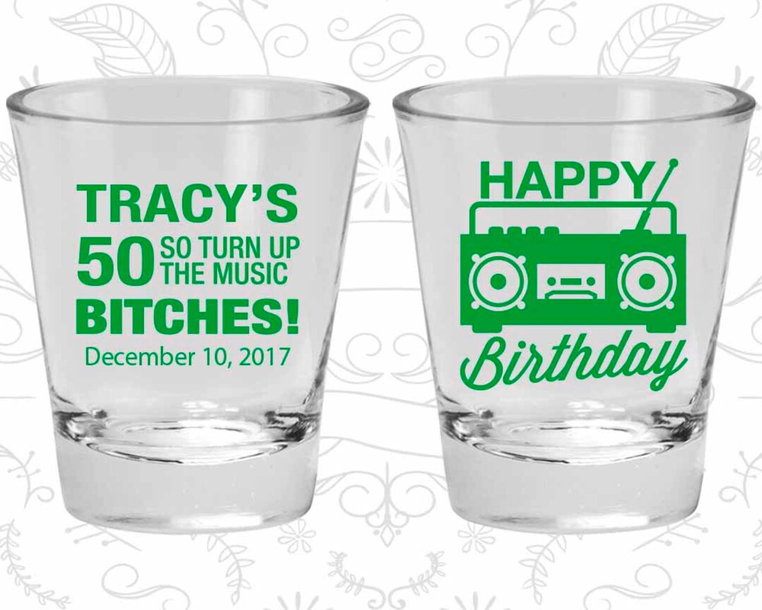 50th Birthday Shot Glasses, Personalized Birthday Glasses, Vintage