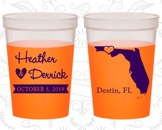 Florida Wedding, Wedding Color Changing Cups, Destination Wedding, State Wedding, Pink Mood Cups (108) Il_570xn