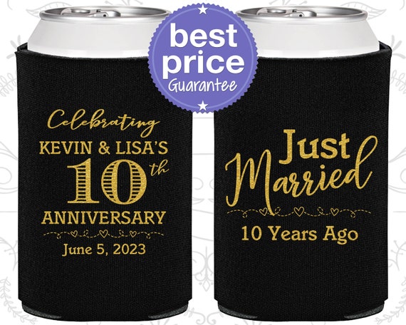 10th Anniversary Gift for Couple, Anniversary Can Coolers, Anniversary Party, Tin Anniversary, Celebrating 10 Years of Marriage (80030) Il_570xn