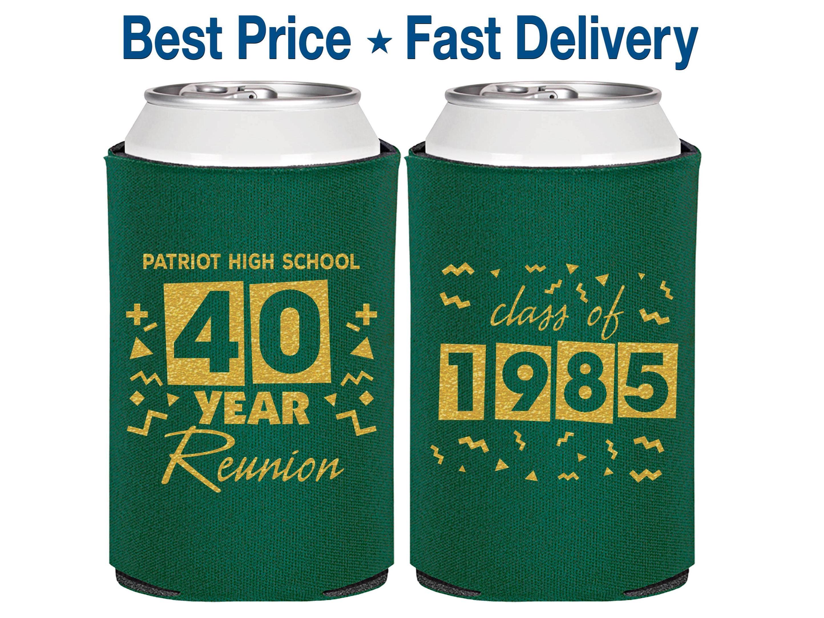 High School Reunion Ideas, Class of 1985 Reunion, 40 Year Reunion, Class Reunion Favors, College Reunion, Can Coolers | 140018