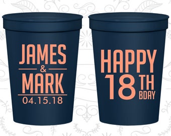 18th Birthday Cups, Promotional Birthday Stadium Cups, Happy Birthday Cups, Birthday Cups (20074)