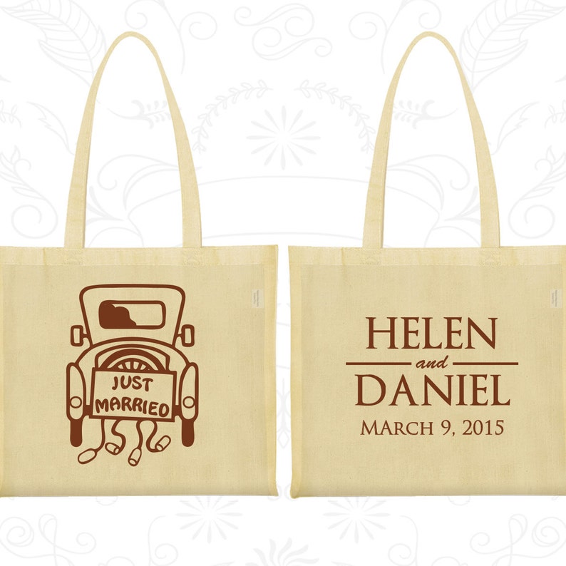 Vintage Car Tote Bags 13 Customized Wedding Bags Just Married Bags Vintage Wedding Bags