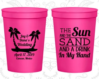 Details about   Personalized Plastic Party Cups Custom Cup Sun And Sand Beach 507 
