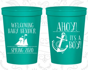 Ahoy it’s a boy baby shower, Cheap Baby Shower Cups, Ahoy it’s a boy Cups, Anchor Baby Shower Cups, Baby Shower Favor Cups (90055)