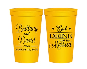 Eat Drink and Be Married Cups, Party Cups, Hearts, Plastic Cups | 630