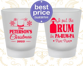 Christmas Shot Glasses, Christmas Favors, Custom Christmas, Holiday Shot Glass, Holiday Party Favors, Pa Rum Pa Pum Pum (280013)