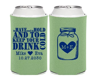 Wedding Favor Can Coolers, To Have and To Hold, Wedding Can Coolers, Personalized Can Cooler, Custom Can Coolers, Beer Can Cooler | 373