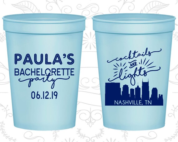 Cocktails and Lights, Bachelorette Favor Cup, Nashville Bachelorette Cups, Tennessee Bachelorette Cups, Bachelorette Cups (60068) Il_570xn