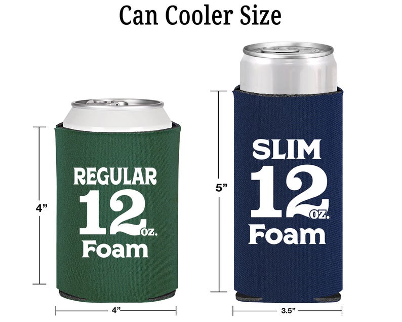 a can cooler with the measurements for it