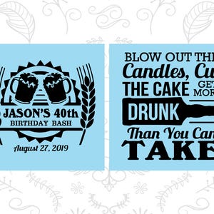 40th Birthday Shot Glasses, Personalized Birthday Shot Glass, Beer Birthday, Blow out candles, cut cake, get drunk 20103 image 2