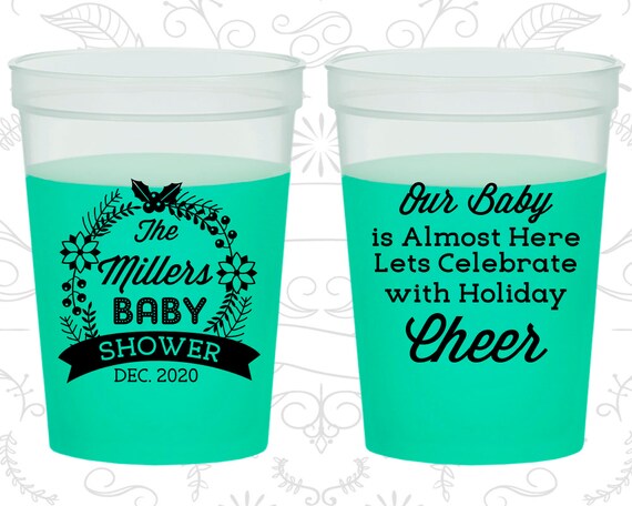 Xmas Baby Shower 90086 Holiday Baby Shower Christmas Baby Shower Baby Shower Shot Glasses Baby Shower Glass