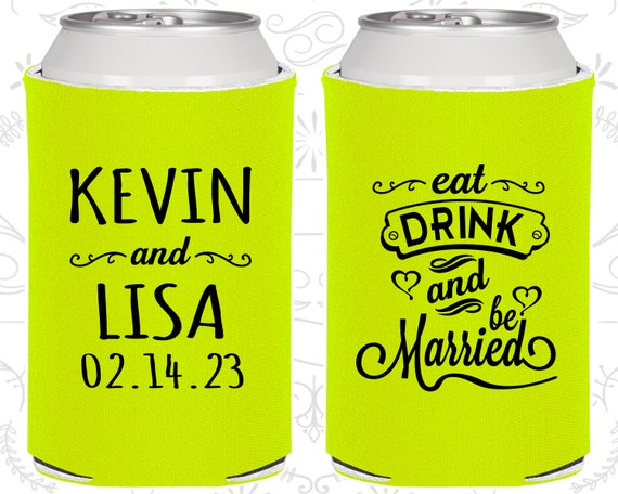 Eat Drink and Be Married Wedding Gift, Unique Wedding Gift, Heart, Wedding Can Coolers (239) Il_570xn