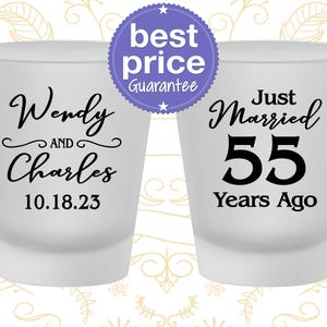 Anniversary Shot Glass, 55th Wedding Anniversary Party Favors, Anniversary Decor, Emerald Anniversary Favors, Parents Anniversary | 80028