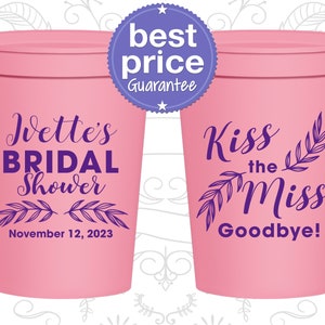 Bridal Shower Party Cups, Bridal Shower Favors, Bridal Shower Gifts, Bridal Shower Favor Ideas, Kiss the Miss Goodbye (100010)