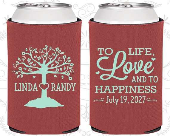To Life Love and to Happiness, Custom Wedding, Love Tree, Fairy Tale Wedding, Fairy Tale Favors, Wedding Can Coolers (551) Il_570xn