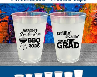 Graduation Party Frosted Cups, Graduation Favors, Graduation Ideas, Graduation Party Decorations, Class of 2026 Cup, Graduation BBQ | 130007