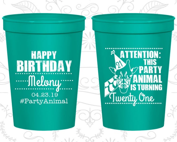 21st Birthday Party Cups, Cheap Birthday Stadium Cups, party animal birthday, Animal Birthday Cups, Birthday Party Cups (20271) Il_570xn