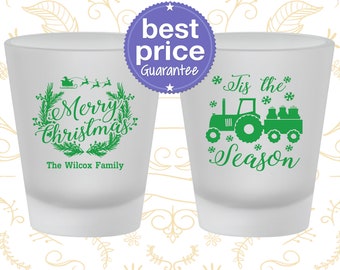 Christmas Shot Glass, Christmas Party Favors, Holiday Shot Glasses, Christmas Party Supplies, Merry Christmas, Christmas Tractor (280019)