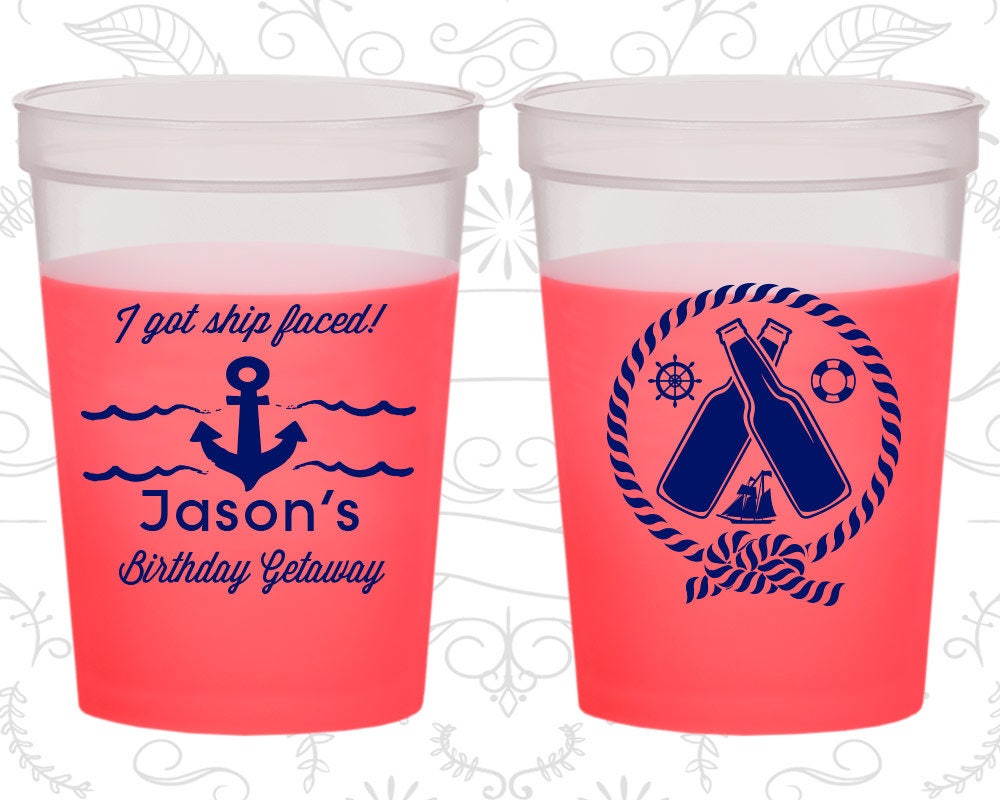 Nautical Let's Get Ship Faced Plastic Tumbler Stadium Cups