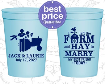 Wedding Favor Cups, Wedding Cups, Plastic Cups, Stadium Cups, Personalized Cups, Personalized Wedding Cups, Farm Wedding (C347)