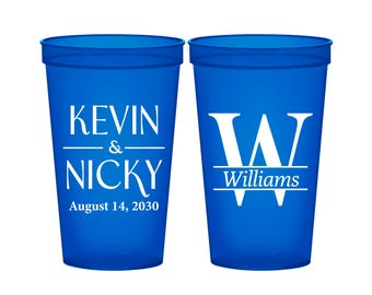 Monogram Wedding Cups, Wedding Favor Cups, Plastic Cups, Personalized Stadium Cups, Personalized Cups, Big Initial | 806